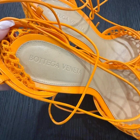 Elegant Orange Bottega VenetaStretch Sandals